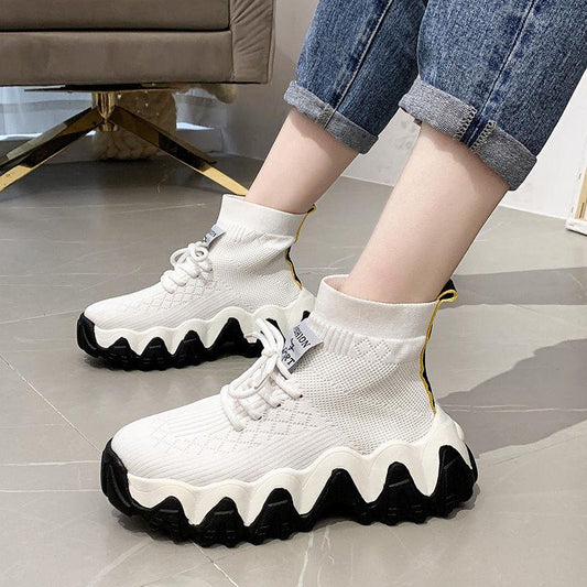 Plus Size 35-39 Summer Women Ins Mesh Sneakers Student High-top Non-slip Basketball Shoes Breathable Running Shoes