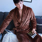 Plus Size Men Cashmere Bathrobe Long Robe Coat Shawl Bathrobe Absorbent and Quick-drying Home Clothes