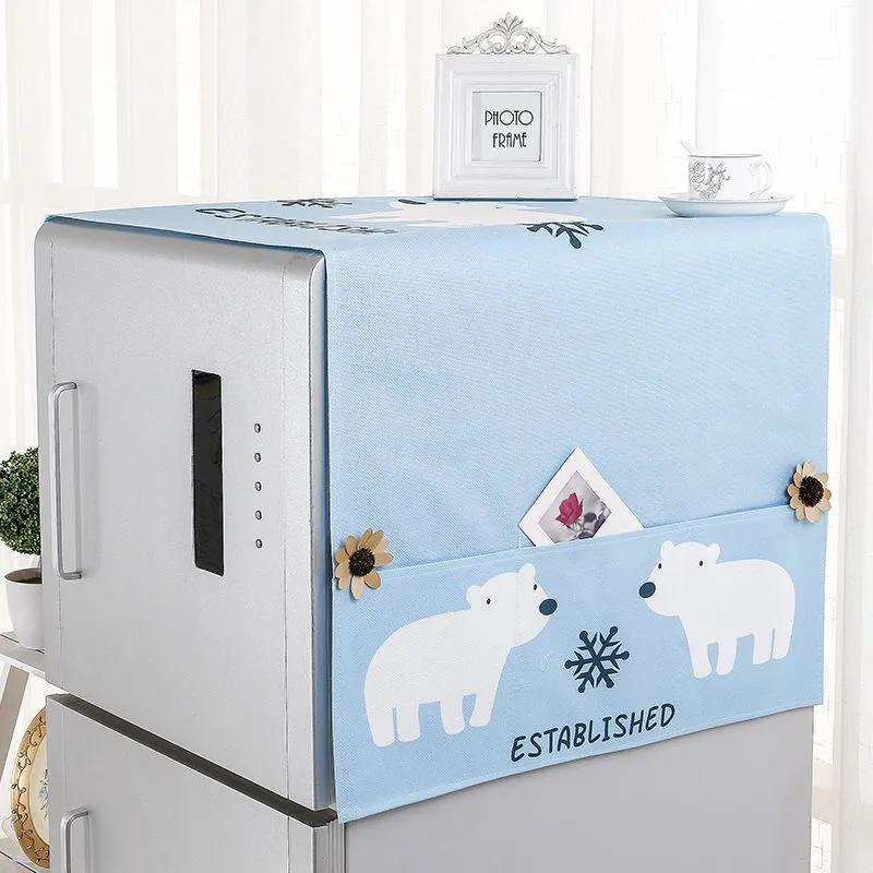 Thickened Refrigerator Cover Cloth Towel Washing Machine Cover Cloth Cartoon Pattern Refrigerator Dust Cover