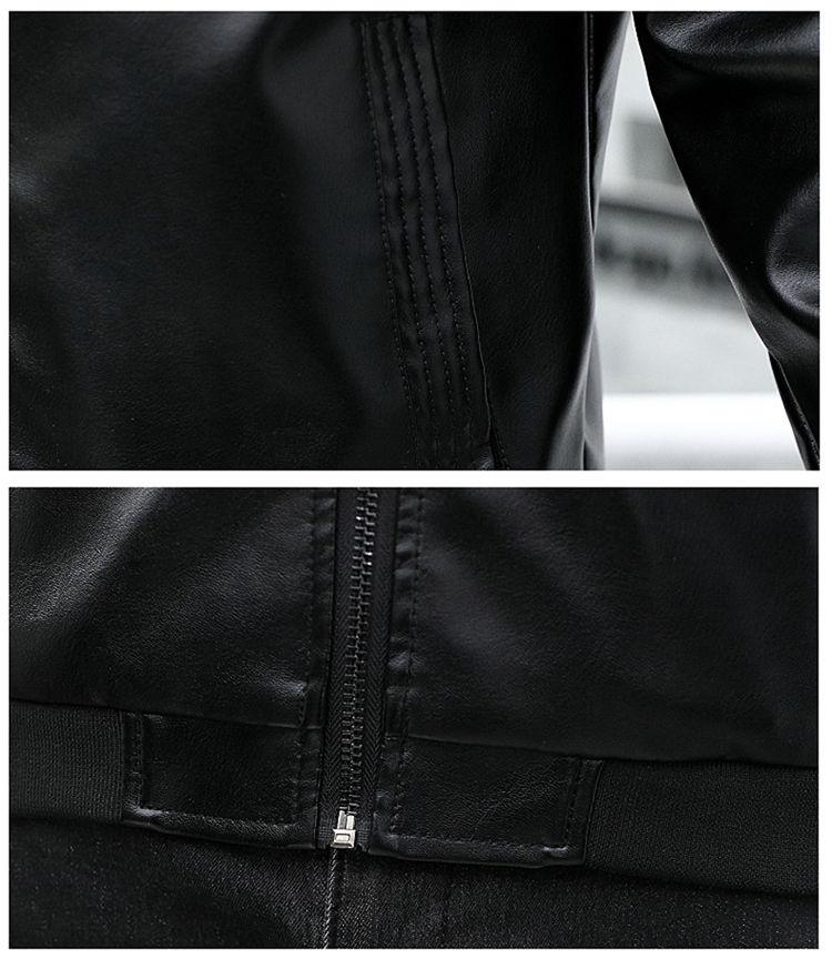 Autumn and Winter Men's Leather Jacket Thicken Stand Collar Jacket Young and Middle-aged Flight Jacket Motorcycle Jacket