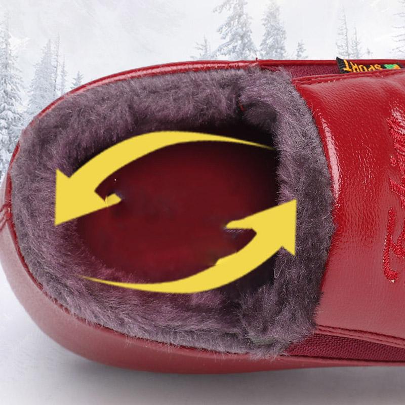 Non-slip Leather Waterproof Snow Boots Winter Cotton Shoes Women's Fleece Warm Cotton Boots