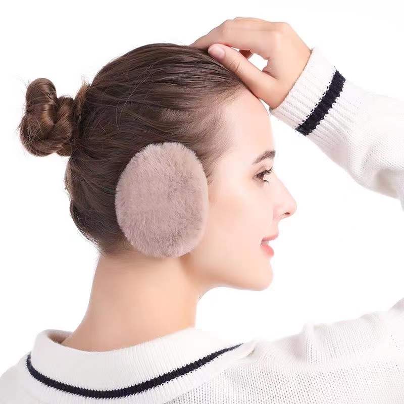 Women's Winter Wool Single Ear Muffs Cute Warm Windproof Plush Earmuffs Antifreeze Earflap Split Up Ear Cap Seperate Ear Warmer