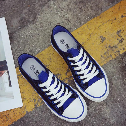 Black and Red Low-cut Canvas Women's Shoes Color Matching Female Student Korean Harajuku Style