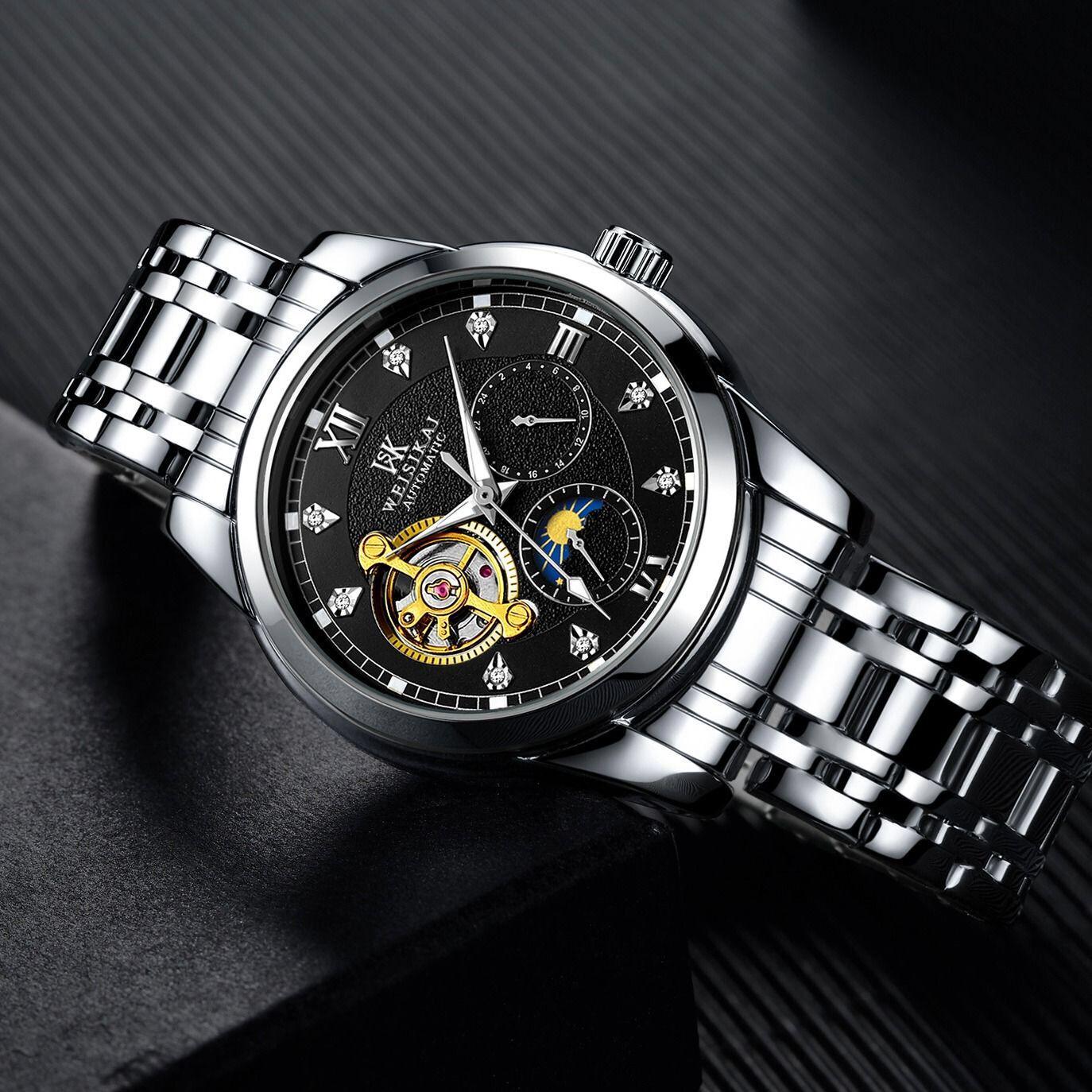 Brand Luxury Mechanical Men Watches Skeleton Automatic Waterproof Self-winding Clock Stainless Steel