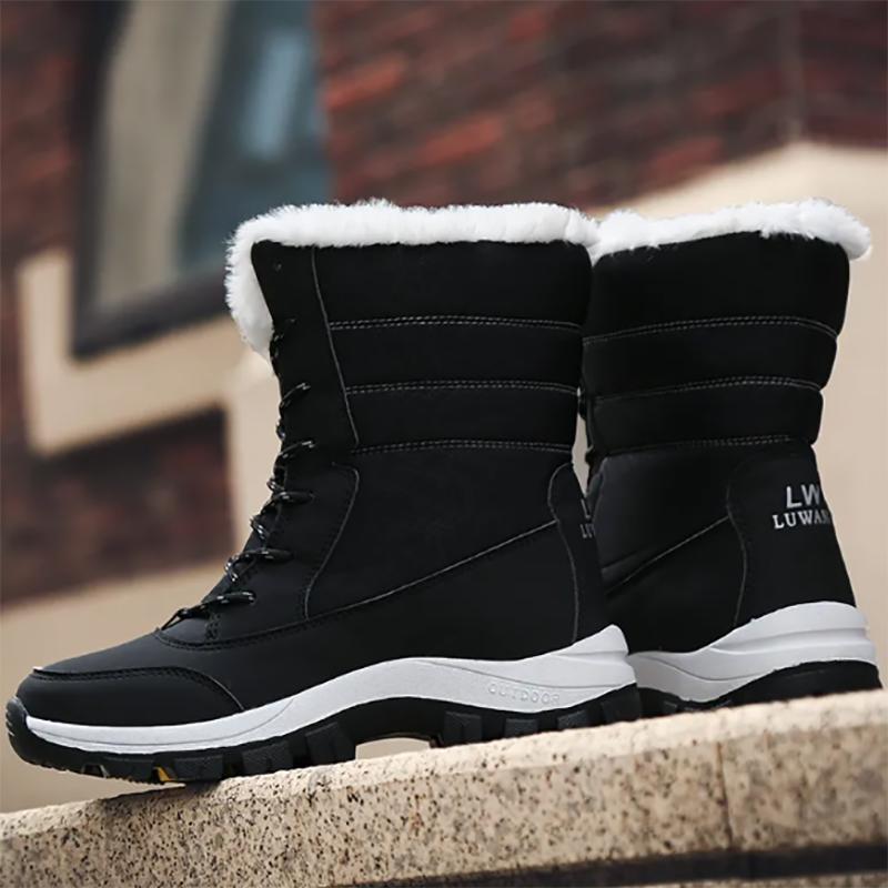 Women's Winter Snow Boots Medium Tube Plus Velvet  Women's Boots Thicken Warm Student Cotton Shoes