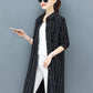 Women's Long-sleeved Striped Shirt Loose Casual Plus Size Mid-length Blouse