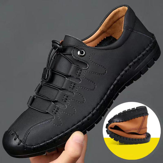 Men's Cowhide Leather Shoes Breathable Non-slip Wear-resistant Driving Shoes High-quality Hand Stitched Trendy All-match Sports Pedal Shoes