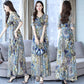 Dress Summer Women's Large Size Chiffon Waist Waist Was Thin Floral Long Skirt A-line Version Long Skirt Large Skirt Waist Waist Was Thin Beach Dress