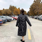 Casual Loose Argyle Hooded Parkas Women Fashion Solid Thick Long Coats Women Elegant Tie Belt Cotton Jackets Female Ladies