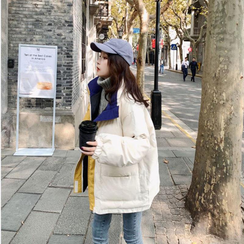 Winter Women's Down Jacket Korean Fashion Loose Cotton-padded Jacket Thick Warmth Short Stand-up Collar Cotton Jacket