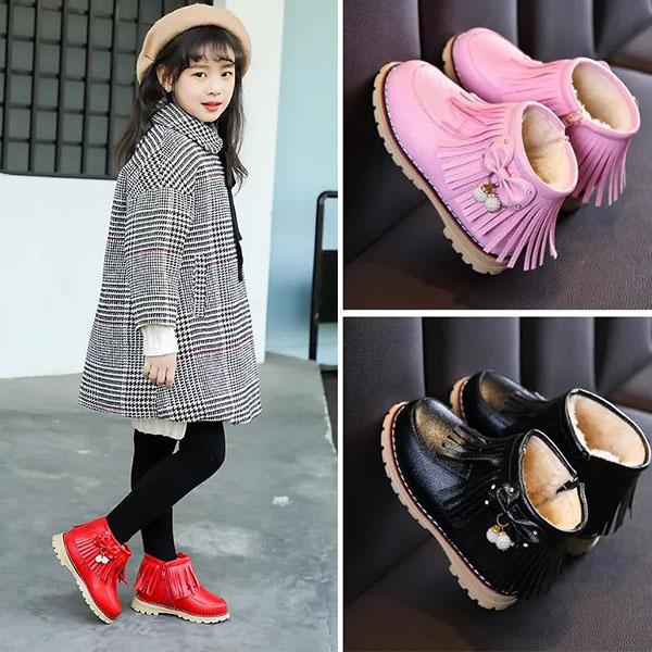 Children's Winter Waterproof Snow Boots Children's Plus Velvet Warm Girls Cotton Shoes Soft Bottom Non-slip Boots