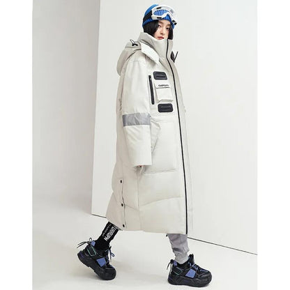 Over-the-knee Long Down Jacket Winter Men's and Women's Mid-length Tooling Thickened Korean Version Couple Decoration Body Coat Slim Coat