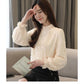 Lace Bottoming Shirt Autumn and Winter Fashion Trend Chiffon Shirt Flocking Blouse