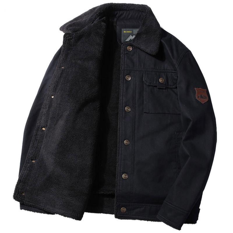 Winter Padded Jacket Men's All-match Lapel Tooling Padded Jacket Men's Plus Velvet Thick Lamb Velvet Jacket Men