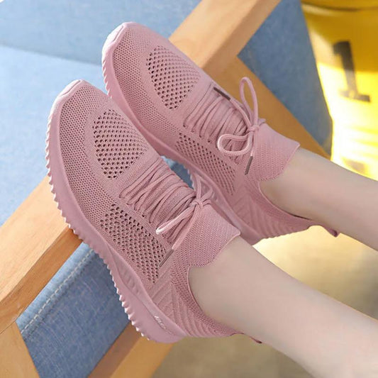 Ladies Flying Woven Sports Shoes Spring and Autumn Mesh Breathable Casual Shoes Non-slip Lightweight Running Shoe