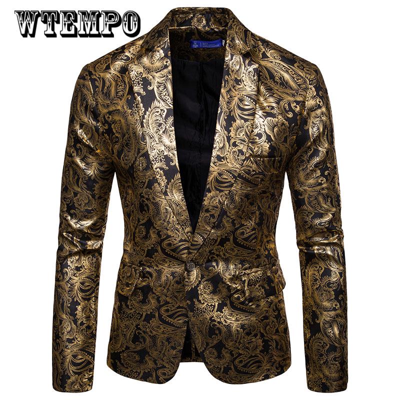 Gilding Print Men's Costume Men's Stage Show  Blazer Party