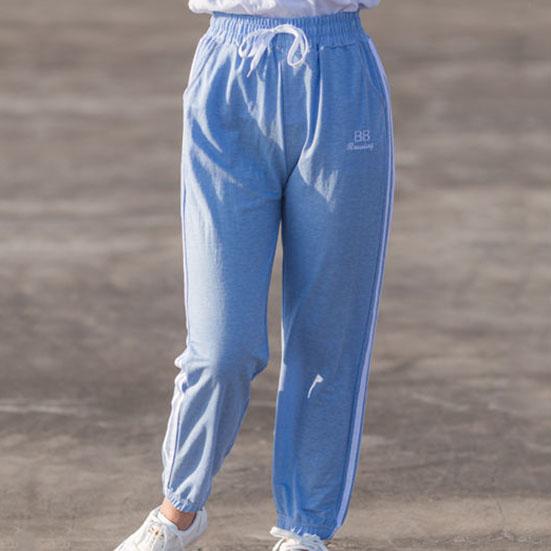 Women's Spring Summer Large Size Loose Long Harem Pants Female Solid Color Striped Thin Casual Cropped Pants Sports Sweatpants