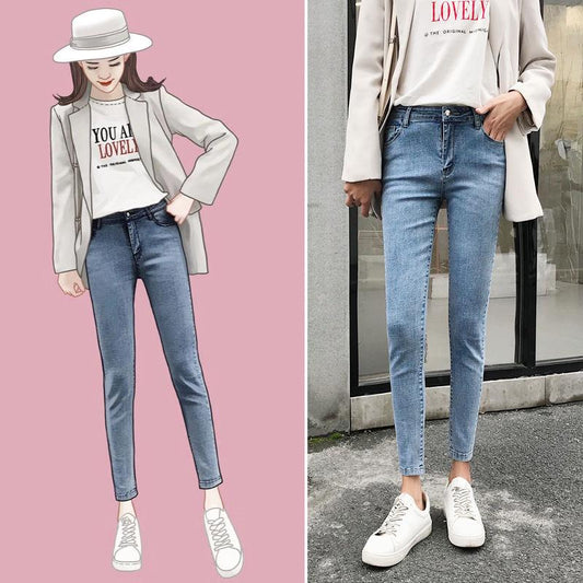 European Style Denim Pants Skinny Jeans Women High Waist Pencil Jeans Women Sexy Zipper Trouser