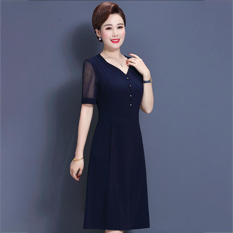 Mid-length L-XXXXXL Women's Summer Dress Chiffon Veil Short Sleeve Solid Color Daily Wear