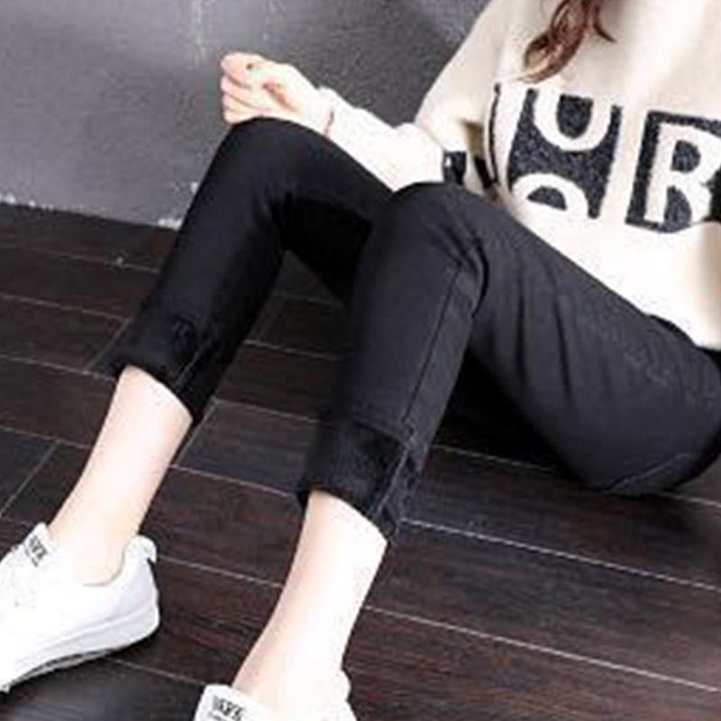 Black Velvet Lining Women's Winter Warmth and Thick Trousers Plus Velvet Was Thin and All-match Leggings Fashion Self-cultivation