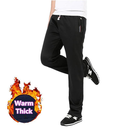 Men's Fall Winter Casual Thick Sports Pants Loose Large Size Casual Steetwear Trousers Straight-leg Pants Elatic Waist Drawstring Plus Velvet Pants