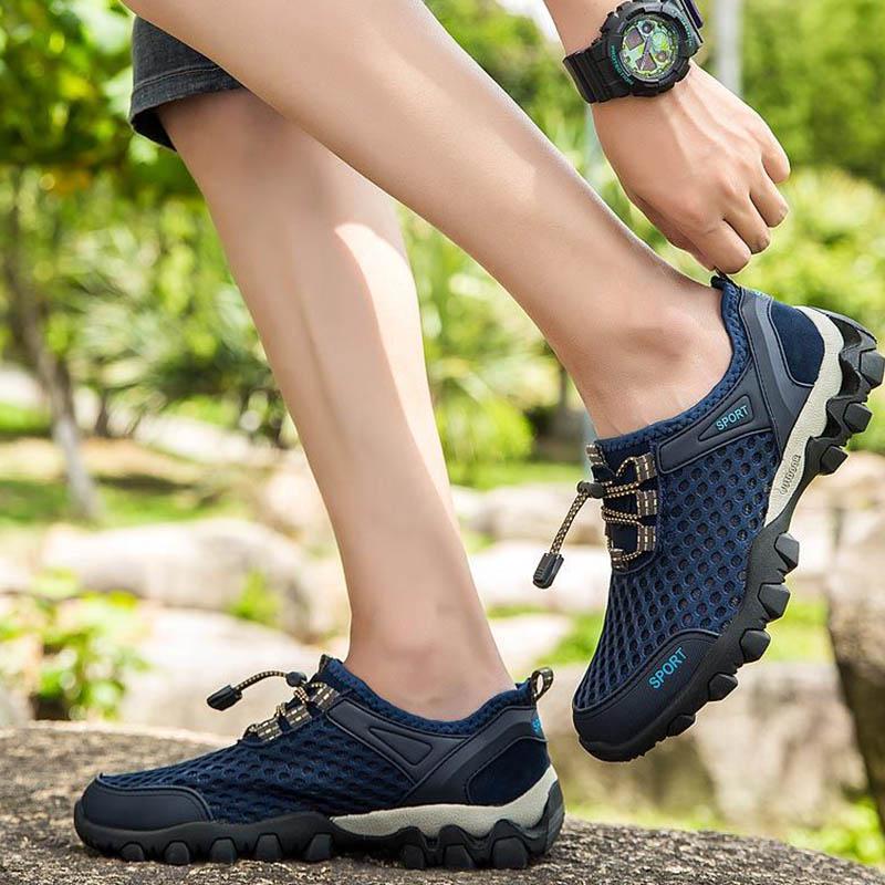 Plus Size 38-46 Summer Men Sneakers Hiking Shoes Lightweight Breathable Basketball Running Shoes Deodorant Mesh Shoes