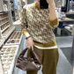 Autumn  Winter Jacquard Long-sleeved Round Neck Pullover Sweater Knit Sweater Women Loose Padded Bottoming Shirt
