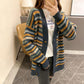 Retro Striped Knitted Cardigan Autumn and Winter Fashion Loose Sweater Plus Size Casual Jacket