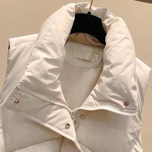 Autumn Winter Fashion Cotton Coat All-match Loose Casual Slim-fitting Sleeveless Stand-up Collar Bread Clothes Mid-length Women's Waistcoat Outwear