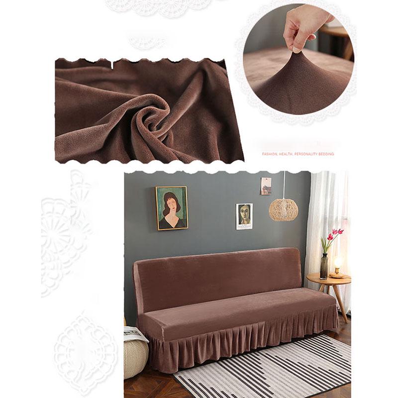 Armless Sofa Cover Inclusive Magic Sofa Cover Solid Color Folding Sofa Bed Cover with Skirt Elastic Furniture Protector Slipcover Couch Cover