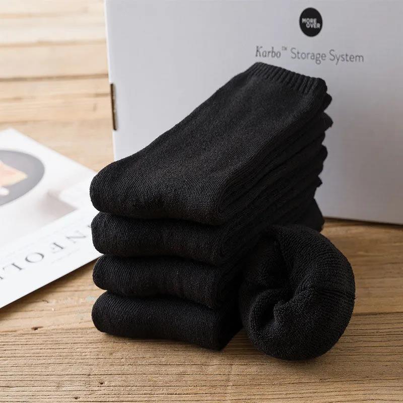 Middle Tube Socks Men's Thickened Plus Velvet Warm Terry Socks Winter Fashion Contrast Color Towel Socks Five Pairs