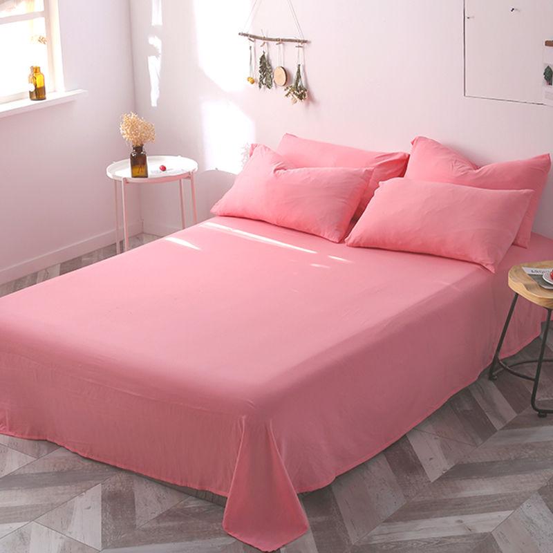 Pure Color Bed with Three-piece Washable Cotton Bed Linen Pillowcase, Breathable, Sweat-absorbing and Warm, Single and Double Bed Sheets