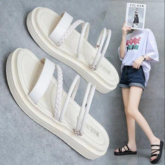 Summer Women's Sandals and Slippers Outer Wear Fashionable Sandals Flat-bottomed Shoes Two-wear Comfortable