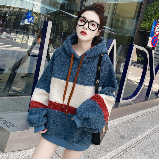 2pcs/set  Women's sets Plus Velvet Thick Fleece hoodies +Woolen Pants 2 Pieces Set Autumn Winter Outfits Outwear