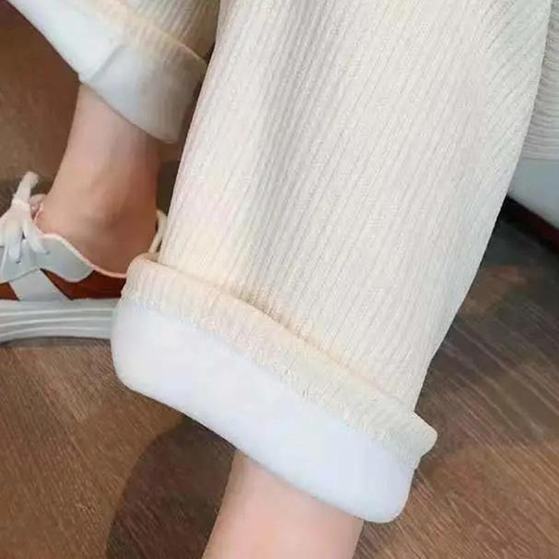 Plus Velvet Thickened Chenille Autumn and Winter High Waist Wide-leg Pants Women Loose and Thin Korean Students Straight-leg Pants Mopping Pants