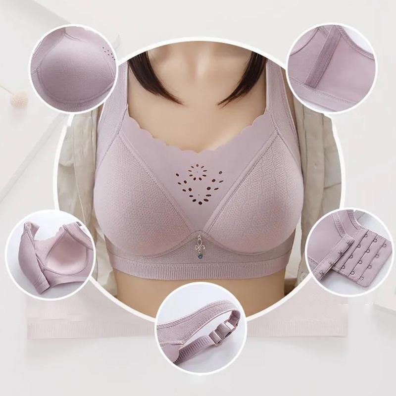 Underwear Women's Thin Leopard Print Anti-sagging Side Close-up and Anti-glare Beautiful Back Bra Without Steel Ring Gathering