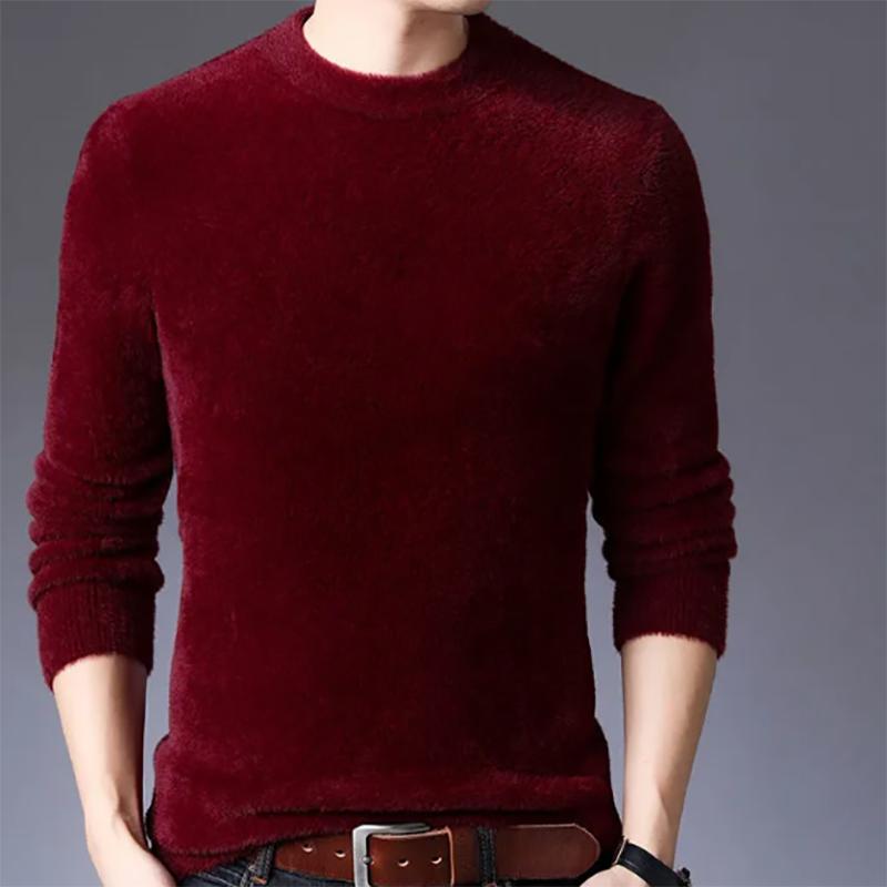 Men's Sweater Autumn Youth Thick Pure Color Korean Casual Knitted Pullover Long-sleeved Half-high Collar Base Sweatershirts
