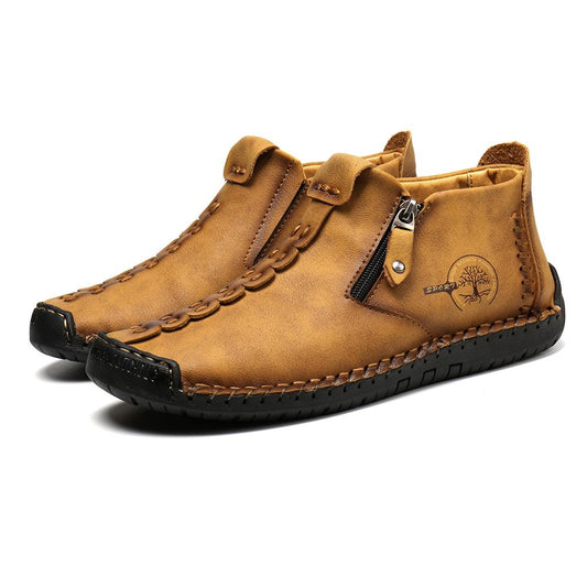 High Quality Genuine Leather Men Boots Fashion Zipper Shoes Leather Men Ankle Boots Plus Size