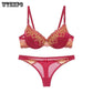 Bralette Embroidered Pineapple Strawberry Thin Sexy Transparent Bra and Panty Set Super Underwear