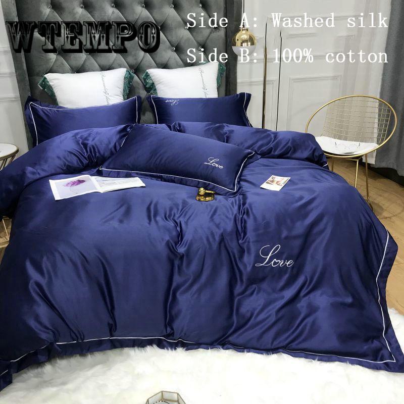 Embroidered Cotton Four-piece Bedding Quilt Cover Sheets Pillowcases Noble European