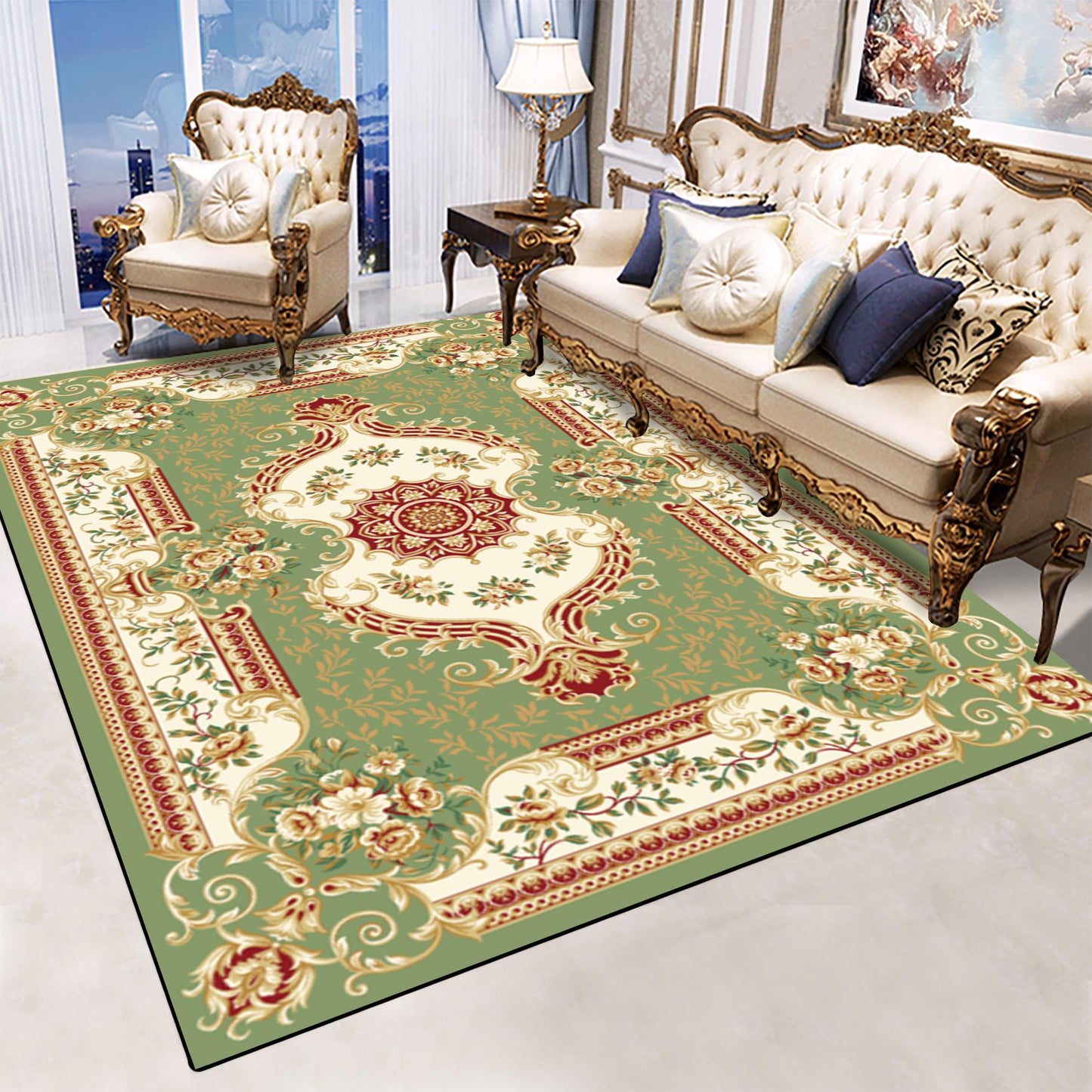 Luxury Romantic Flower Rug for Living Room American Country Style Carpet Bedroom Branded Rug and Mat
