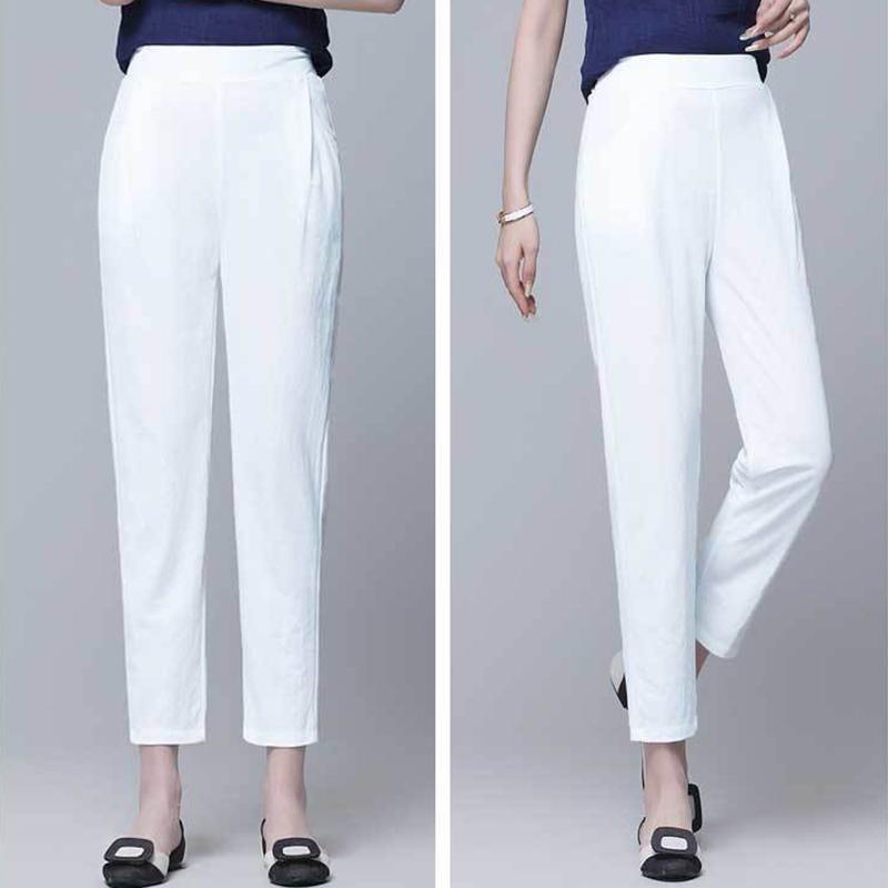 Summer Nine Points Loose Thin Large Size High Waist Korean Version White Pencil Pants Thin Black Casual Pants Women's Clothing