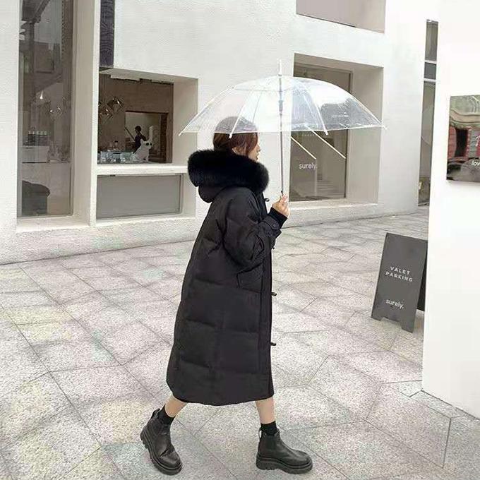 Good Quality Winter Cotton-padded Jacket Women's Mid-length Down Padded Jacket Thickened Warmth Over The Knee Large Fur Collar Padded Jacket