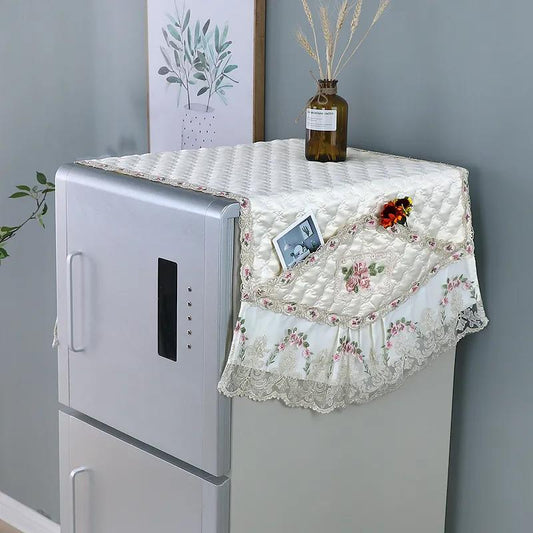 Refrigerator Cover Universal Cover Towel Refrigerator Dust Cover Thick Lace Edge Refrigerator Hanging Bag
