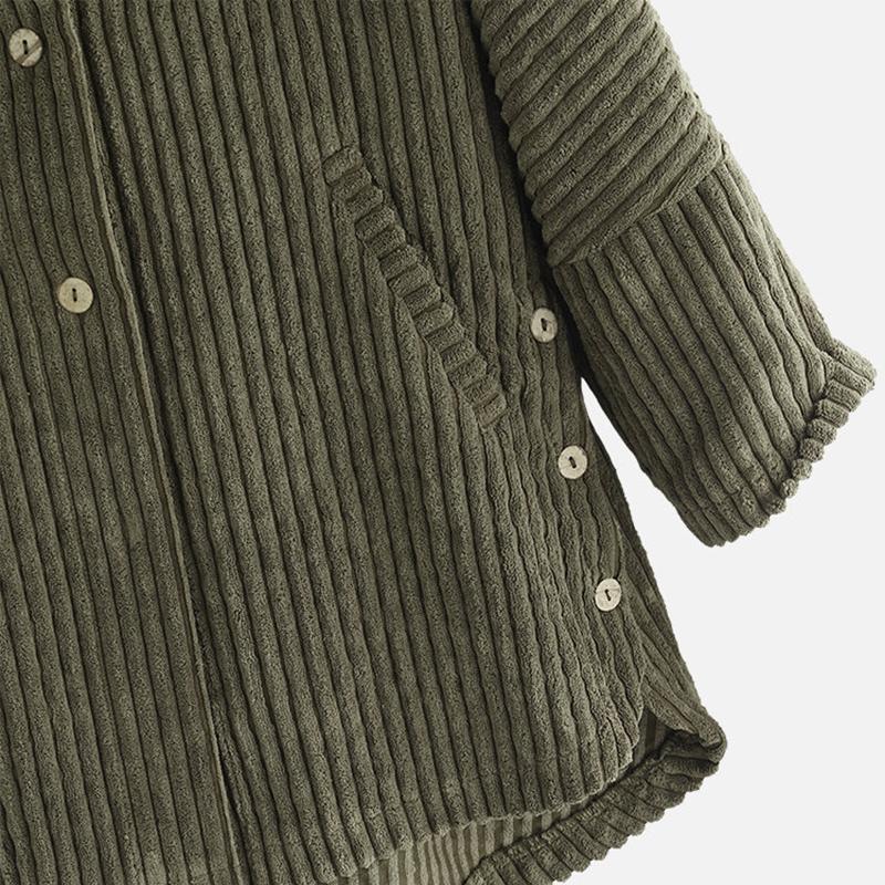 Autumn Winter Jacket for Women Corduroy Hooded Coats Solid Casual Plus Size Parkas