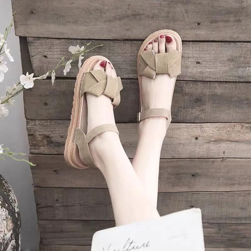 Ladies Sandals Women's Summer Thick-soled Student Fairy Style Collocation Dress Fashion Flat-bottom Trendy Shoes