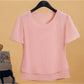Ice Silk Solid Color Oversized Loose Large Size Chiffon Shirt Mommy Short Sleeve Thin Shirt