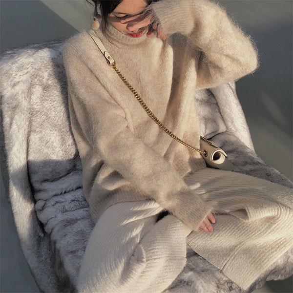 Autumn and Winter Lazy Wind Soft Waxy Wild Turtleneck Sweater Women Thick Sweater Loose Base Sweater