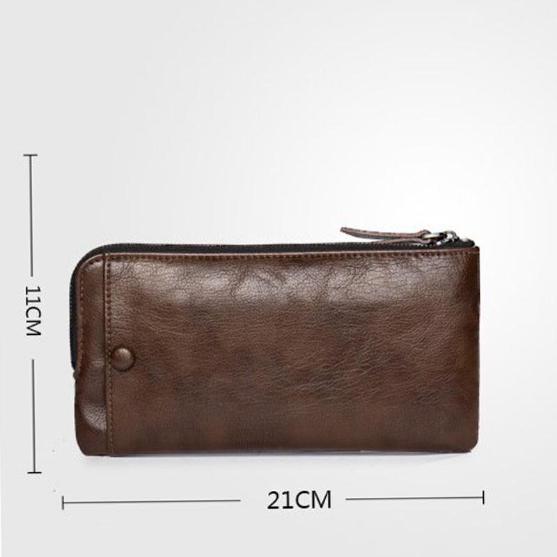 Business Long Wallet Men Anti-theft Multi-function Zipper PU Wallet Card Package Clutch Coin Bag