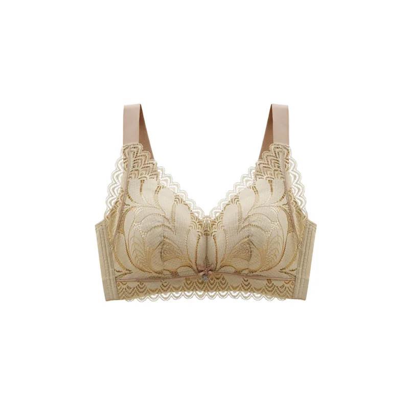 Women's Silk Underwear Without Steel Ring Gathers and Adjusts The Breasts To Prevent Sagging Ultra-thin Breathable and Light Lace and Lace Sexy Bra